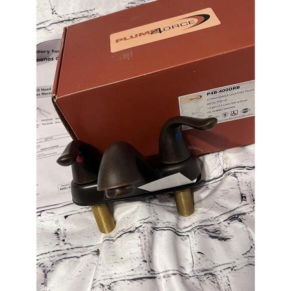 PLUM4ORCE Other - Plum4orce P4B-420ORB 4" Two Handle Bathroom Lav Faucet wpopup Oil Rubbed Bronze